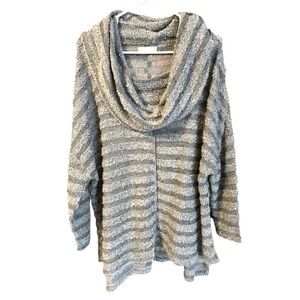 Altar'd State Gray Striped Cowl Neck Sweater